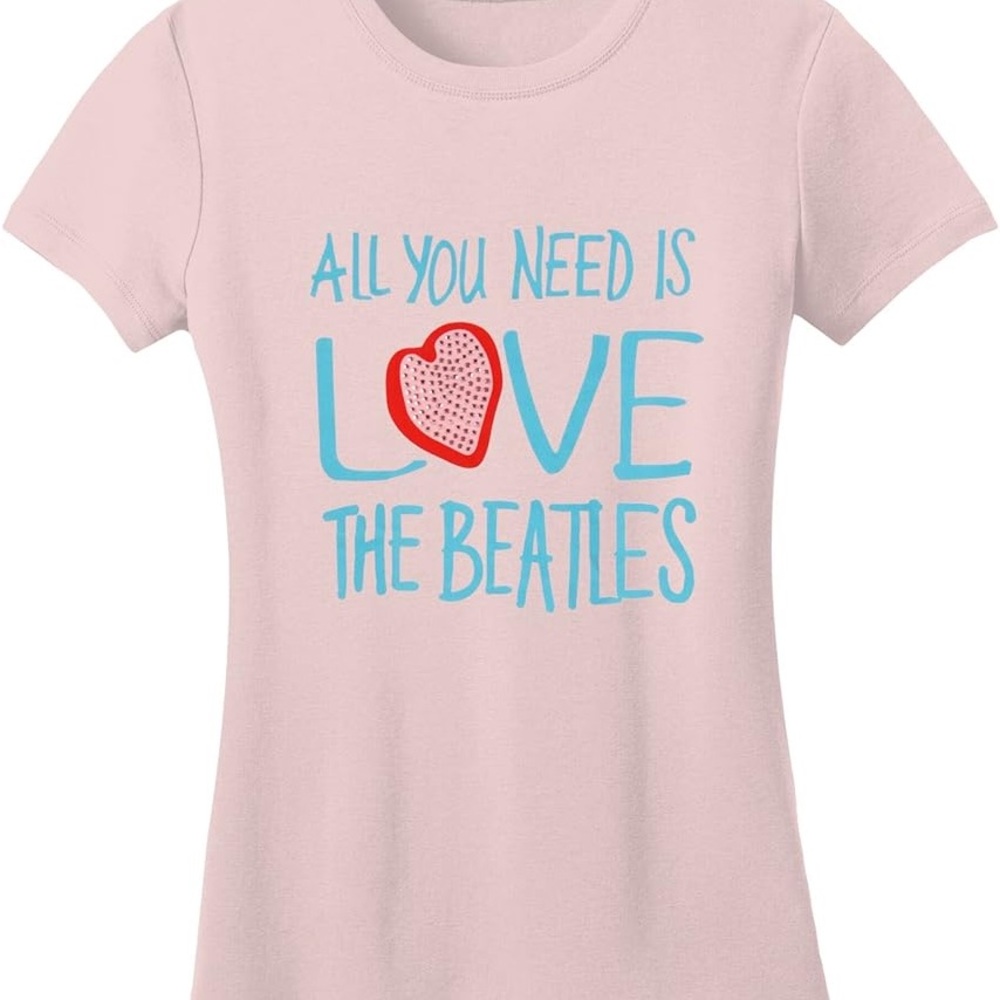 Beatles All You Need is Love Girls Jr Tissue Tee Pink